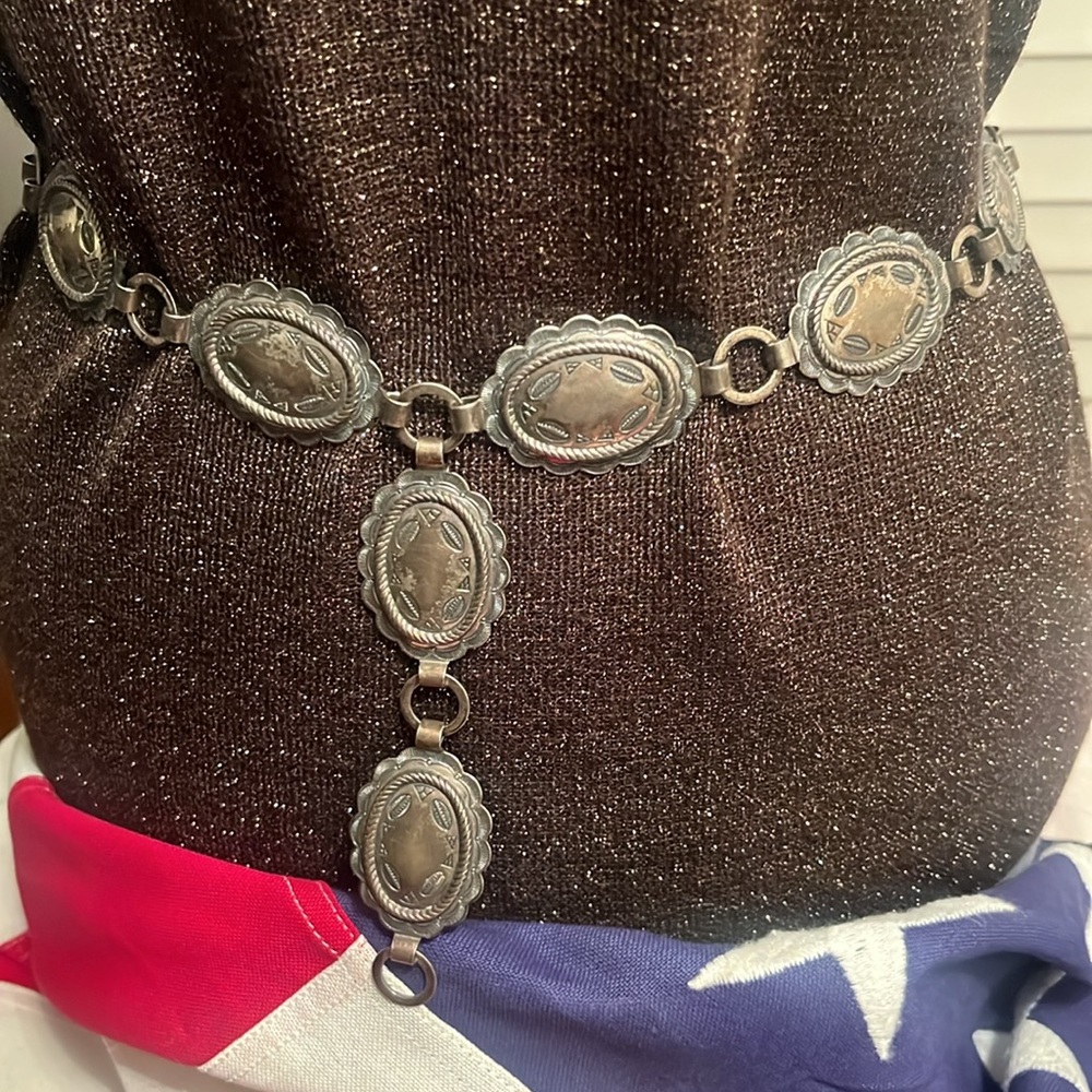Vintage Concho Coin Link Belt - Gold Metal - Picture 3 of 8